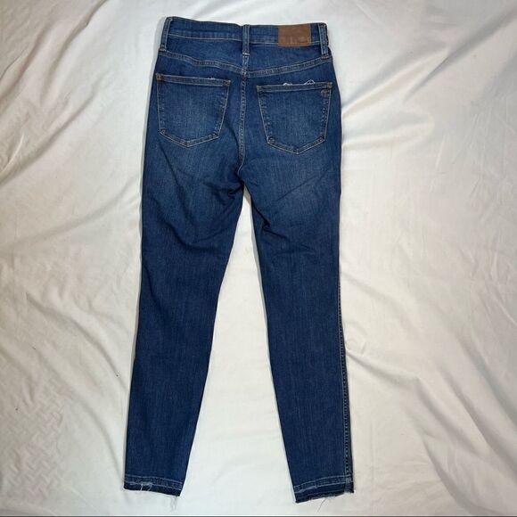 Madewell 10" High-Rise Skinny Jeans: Drop-Hem Edition Button Fly Blue Washed 25 - Picture 8 of 10